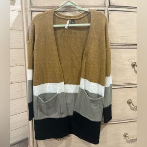 Love By Design Color Block Open Front Cardigan